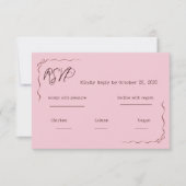 Whimsical Pink Hand Written Scribble Wedding RSVP  (正面)