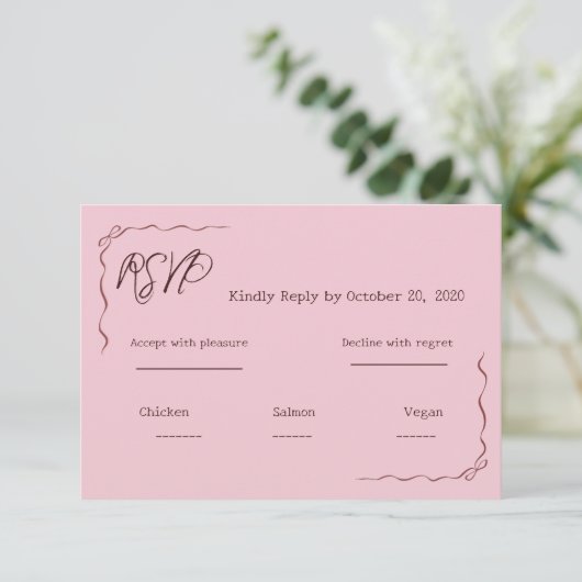 Whimsical Pink Hand Written Scribble Wedding RSVP  (スタンド正面)