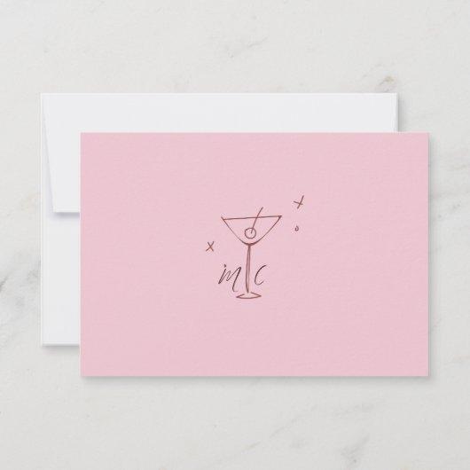 Whimsical Pink Hand Written Scribble Wedding RSVP  (裏面)