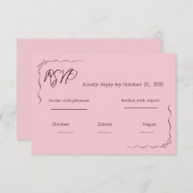 Whimsical Pink Hand Written Scribble Wedding RSVP 