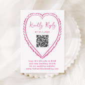 Whimsical Pink Heart QR Code Wedding 出欠カード