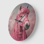 Whimsical Pink Horse Wall Clock - Elegant Fantasy  ラージ壁時計 (傾斜)