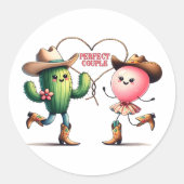 Whimsical Pink Kawaii Cactus and Balloon Design ラウンドシール (正面)