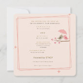 Whimsical Pink Lovebirds Wedding Invitation 招待状 (正面)