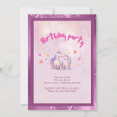 Whimsical Pink Magical Unicorn Birthday Party 招待状 (裏面)