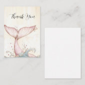 Whimsical Pink Mermaid Tail Thank You ノートカード (正面/裏面)
