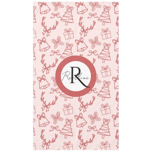Whimsical pink monogram  テーブルクロス (正面)