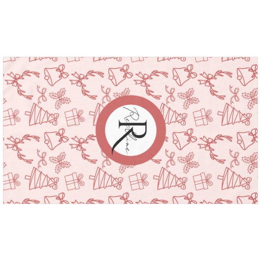 Whimsical pink monogram テーブルクロス (正面(横))