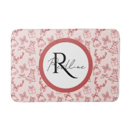 Whimsical pink monogram  バスマット