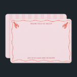 Whimsical Pink Orange Lobster Doodle Bridal Shower サンキューカード<br><div class="desc">Send your heartfelt thanks to your guests with these trendy seafood-inspired bridal shower thank you cards. You can change the colors of the border, lobsters, stripes and text to any other color you want by entering the design tool ("click to customize further" underneath the text customization boxes). Shown here as...</div>