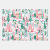 Whimsical Pink Pastel Christmas Holiday Festive ラッピングペーパーシート (正面2)