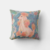Whimsical Pink Poodle & Ocean Shells Cushion  クッション (正面)