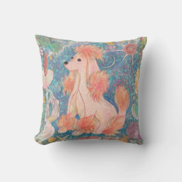 Whimsical Pink Poodle & Ocean Shells Cushion  クッション