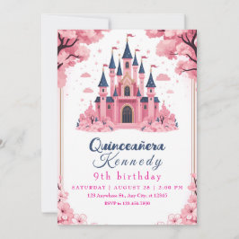 Whimsical Pink Princess Castle Birthday 招待状