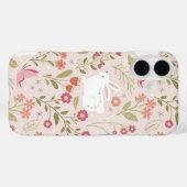 Whimsical Pink Rabbit and Floral Meadow Case-Mate iPhoneケース (裏面 (横))