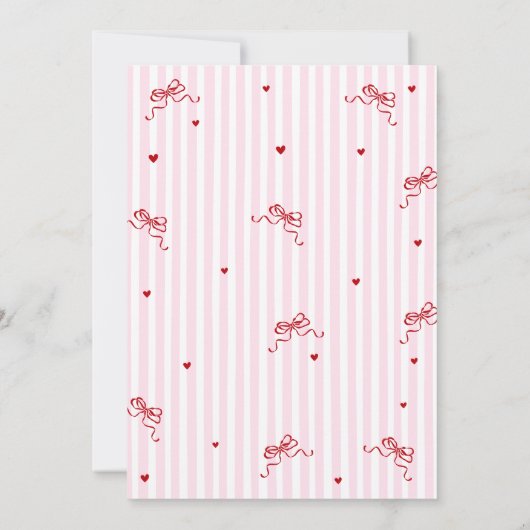 Whimsical Pink Red Bow Heart Galentine's Party 招待状 (裏面)
