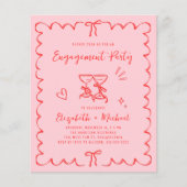 Whimsical Pink Red Engagement Party Invitation (正面)