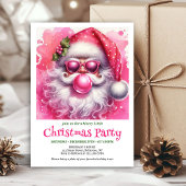 Whimsical Pink Santa Bubble Gum Funny Christmas 招待状