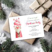 Whimsical pink santa Christmas party invitation  招待状