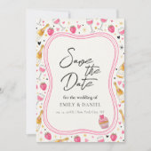 Whimsical Pink Save the Date Wedding Design 招待状 (正面)