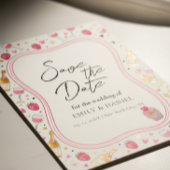 Whimsical Pink Save the Date Wedding Design 招待状
