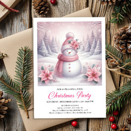Whimsical Pink Snowman Editable Christmas Kids 招待状