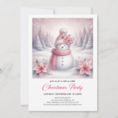 Whimsical Pink Snowman Editable Christmas Kids  招待状 (正面)