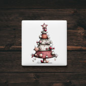 Whimsical Pink Star Tree Christmas Magnet マグネット