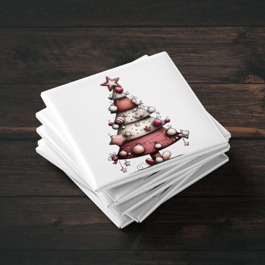 Whimsical Pink Star Tree Christmas Magnet マグネット