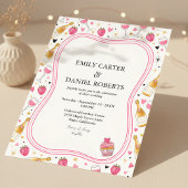 Whimsical Pink Strawberry Wedding Invitation 招待状