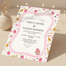 Whimsical Pink Strawberry Wedding Invitation 招待状