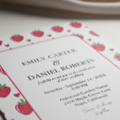Whimsical Pink Strawberry Wedding Invitation 招待状