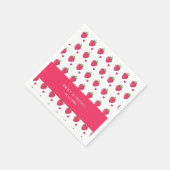 Whimsical Pink Strawberry Wedding Napkins スタンダードカクテルナプキン (角)
