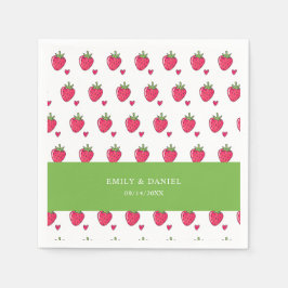 Whimsical Pink Strawberry Wedding Napkins スタンダードカクテルナプキン