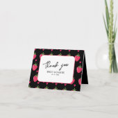 Whimsical Pink Strawberry wedding Thank You Card サンキューカード (正面)