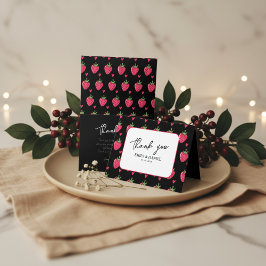 Whimsical Pink Strawberry wedding Thank You Card サンキューカード