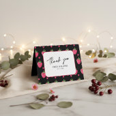 Whimsical Pink Strawberry wedding Thank You Card サンキューカード