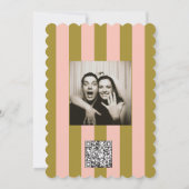 Whimsical Pink Striped Scribble Save the Date 招待状 (裏面)