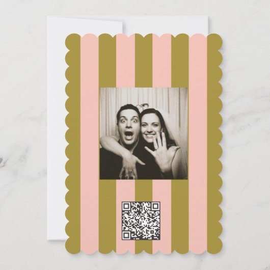 Whimsical Pink Striped Scribble Save the Date  招待状 (裏面)