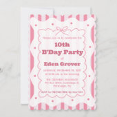 Whimsical Pink Stripes Birthday Invitation 招待状 (正面)