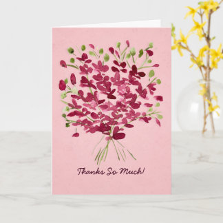 Whimsical Pink Watercolor Floral Bouquet Thank You カード