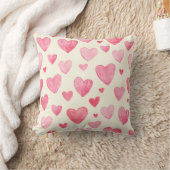 Whimsical Pink Watercolor Hearts Pattern Baby Girl クッション (ブランケット)
