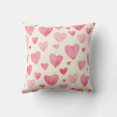 Whimsical Pink Watercolor Hearts Pattern Baby Girl クッション (裏面)