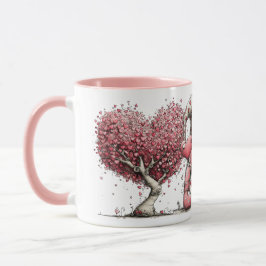 Whimsical Pink Watercolor Ink Gnome Illustration マグカップ