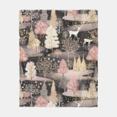 Whimsical Pink Winter Landscape (6) フリースブランケット (正面)