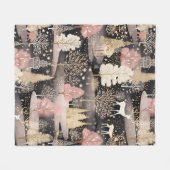 Whimsical Pink Winter Landscape (6) フリースブランケット (正面(横))