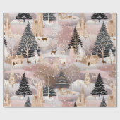 Whimsical Pink Winter Landscape (8) ラッピングペーパー (フラット)