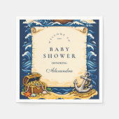 Whimsical Pirate Ship Adventure Baby Shower スタンダードカクテルナプキン (正面)