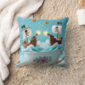 Whimsical Pirate Ships in Teacup Cushion – Cute Fa クッション (ブランケット)