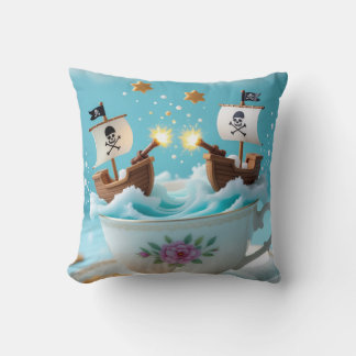 Whimsical Pirate Ships in Teacup Cushion – Cute Fa クッション